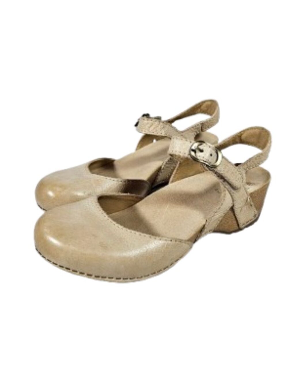 Dansko Mary Jane Tan Milled Shoes Tiffani Women's Size 37 or 6.5-7 US Closed Toe